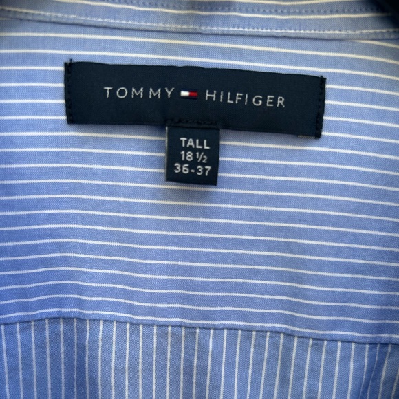 Tommy Hilfiger Long Sleeve Button Down Striped Dress Shirt Tall 18 1/2 36-37 - Picture 4 of 4